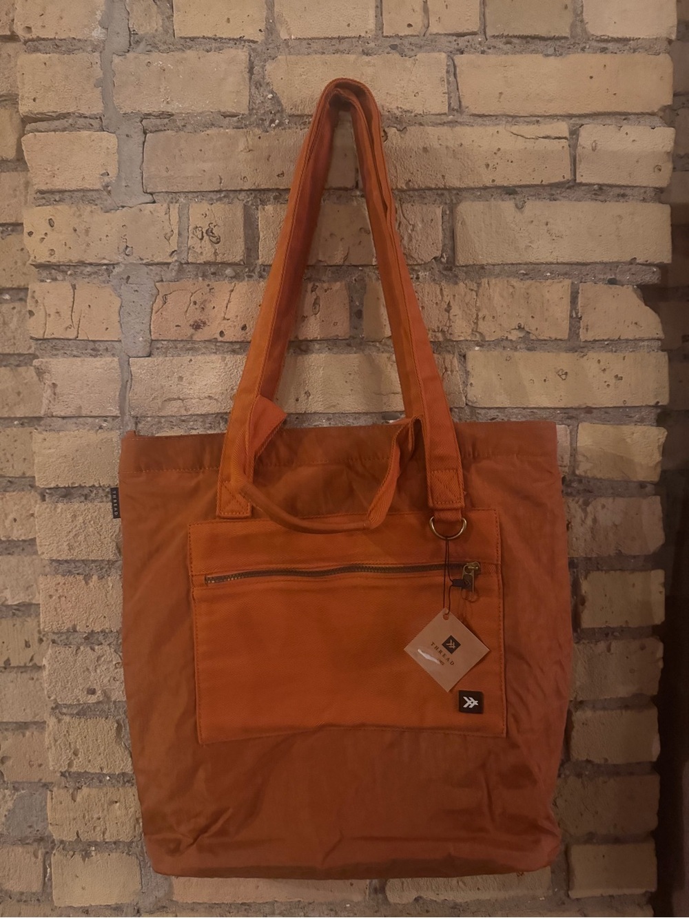 Everyday Orange Canvas Tote with Front Zip Pocket